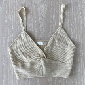 OAK + FORT Cream Knit Bralette Size XS